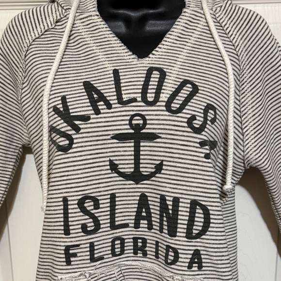 Blue 84 Black/White Striped Okaloosa Island Hoodie Size Small - Picture 2 of 11